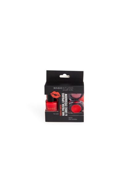 Kit Perfect Match gloss, lac de unghii si fard 30750, Nr 02, Passion Red, Magic Studio Engros Kit Perfect Match gloss, lac de unghii si fard 30750, Nr 02, Passion Red, Magic Studio Engros