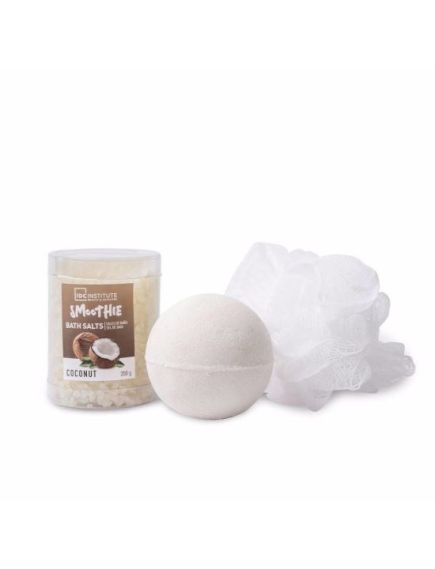 Pachet bomba de baie, saruri de baie cu aroma de cocos si burete IDC Institute 99594 Engros Pachet bomba de baie, saruri de baie cu aroma de cocos si burete IDC Institute 99594 Engros