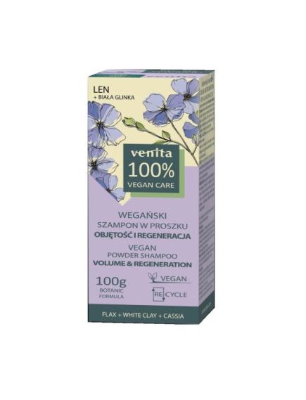 Sampon pudra pentru volum si regenerare cu extract de in, argila alba si cassia Venita, 100 g Engros Sampon pudra pentru volum si regenerare cu extract de in, argila alba si cassia Venita, 100 g Engros