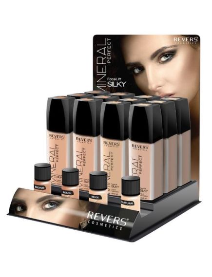 Set 12 bucati Fond de ten fluid cu pompita, Mineral Perfect, Revers, 40 ml Engros Set 12 bucati Fond de ten fluid cu pompita, Mineral Perfect, Revers, 40 ml Engros