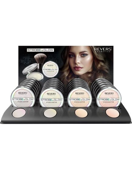 Set 24 bucati Iluminator pudra, Strobe and Glow, Revers, 5-8, 8 g Engros Set 24 bucati Iluminator pudra, Strobe and Glow, Revers, 5-8, 8 g Engros