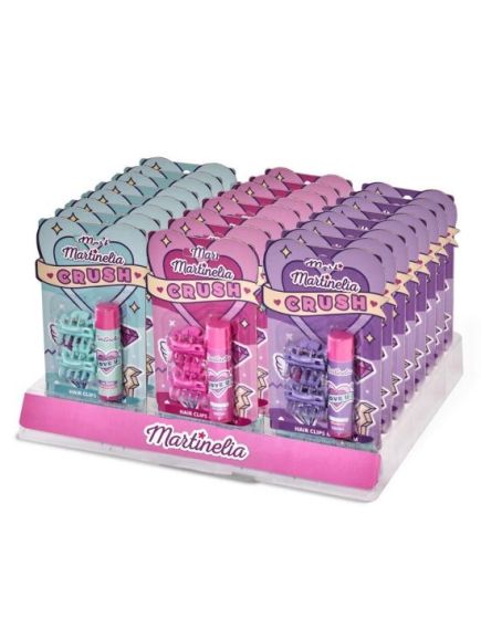 Set 24 bucati Pachet balsam de buze si 2 agrafe asortate Crush Martinelia 11101, 4 g Engros Set 24 bucati Pachet balsam de buze si 2 agrafe asortate Crush Martinelia 11101, 4 g Engros