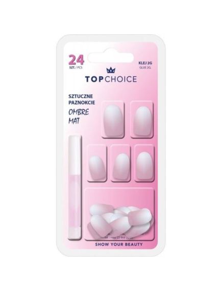 Set 24 unghii artificiale mate cu adeziv Ombre Pink Top Choice 78217 Engros Set 24 unghii artificiale mate cu adeziv Ombre Pink Top Choice 78217 Engros