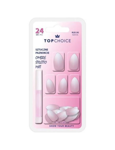 Set 24 unghii artificiale mate cu adeziv Ombre Stiletto Pink Almond Top Choice 78194 Engros Set 24 unghii artificiale mate cu adeziv Ombre Stiletto Pink Almond Top Choice 78194 Engros