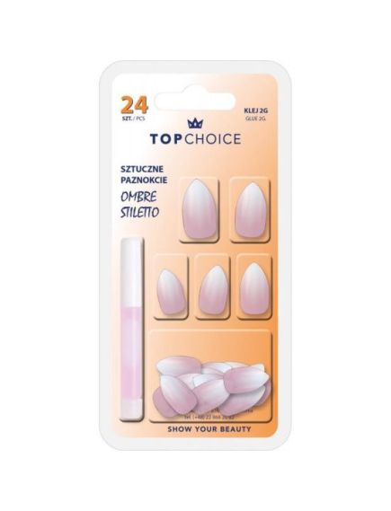 Set 24 unghii artificiale si adeziv Ombre Stiletto Top Choice Pink Almond 78170 Engros Set 24 unghii artificiale si adeziv Ombre Stiletto Top Choice Pink Almond 78170 Engros