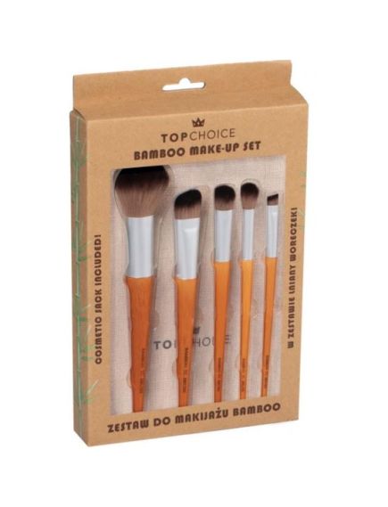 Set 5 pensule machiaj cu maner din bambus Top Choice 37474 Engros Set 5 pensule machiaj cu maner din bambus Top Choice 37474 Engros