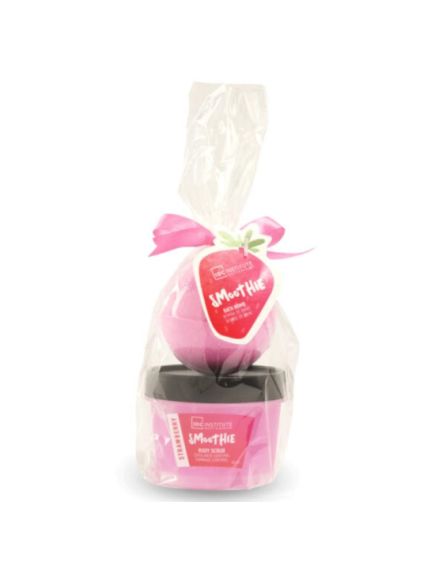 Set baie mini smoothie body scrub si bomba de baie cu capsuni IDC Institute 98150 Engros Set baie mini smoothie body scrub si bomba de baie cu capsuni IDC Institute 98150 Engros