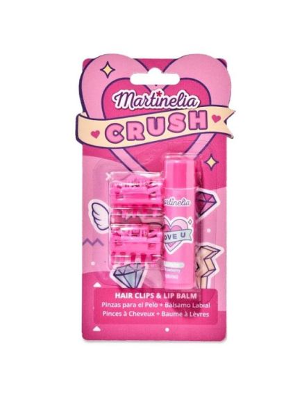 Set balsam de buze cu aroma de capsuni si 2 agrafe asortate Crush Martinelia 11101S, 4 g Engros Set balsam de buze cu aroma de capsuni si 2 agrafe asortate Crush Martinelia 11101S, 4 g Engros