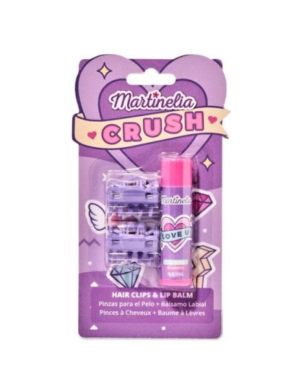 Set balsam de buze cu aroma de coacaze si 2 agrafe asortate Crush Martinelia 11101B, 4 g Engros Set balsam de buze cu aroma de coacaze si 2 agrafe asortate Crush Martinelia 11101B, 4 g Engros