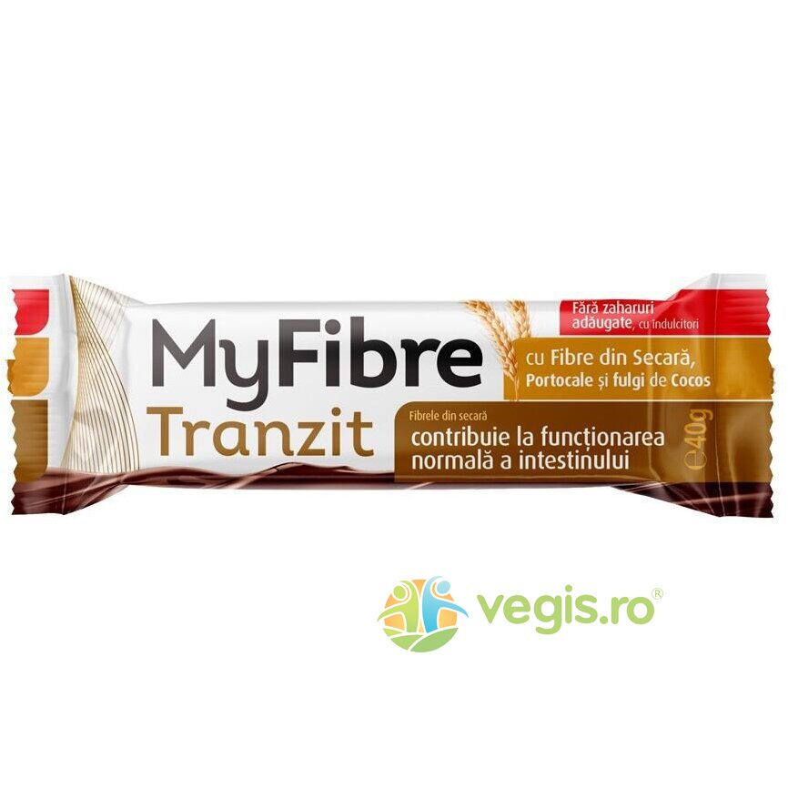 Baton Tranzit cu Fibre din Secara, Portocale si Fulgi de Cocos MyFibre 40g Baton Tranzit cu Fibre din Secara, Portocale si Fulgi de Cocos MyFibre 40g