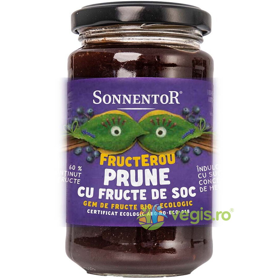 Gem de Soc si Prune Indulcit cu Suc de Mere Fructerou Ecologic/Bio 250g Gem de Soc si Prune Indulcit cu Suc de Mere Fructerou Ecologic/Bio 250g
