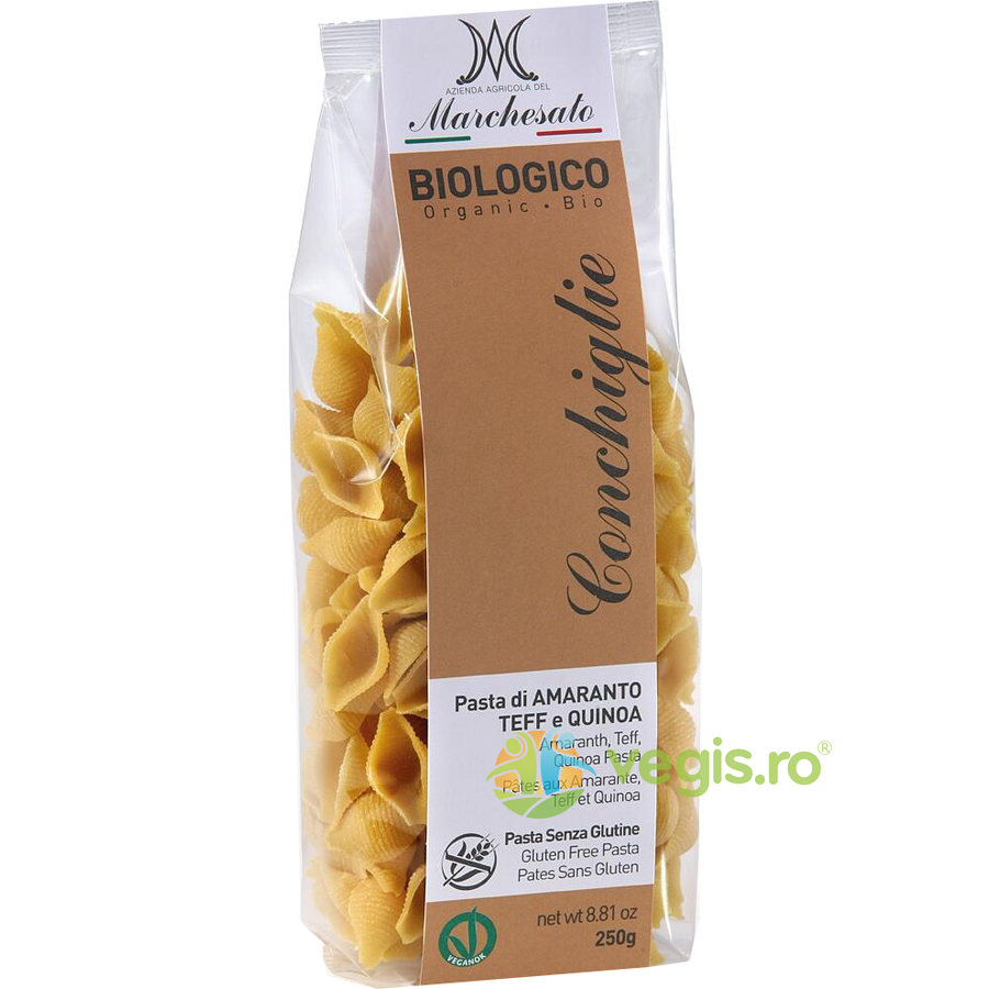 Paste Conchiglie din Amarant, Teff si Quinoa fara Gluten Ecologice/Bio 250g Paste Conchiglie din Amarant, Teff si Quinoa fara Gluten Ecologice/Bio 250g