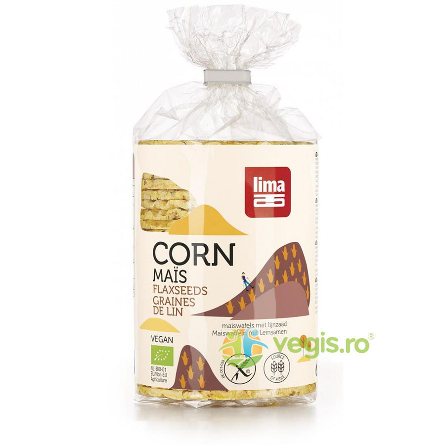 Rondele din Porumb Expandat cu Seminte de In fara Gluten Ecologice/Bio 130g Rondele din Porumb Expandat cu Seminte de In fara Gluten Ecologice/Bio 130g