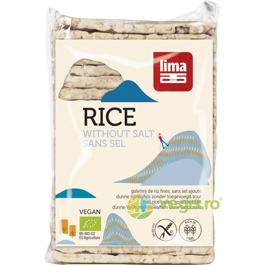 Rondele Rectangulare din Orez Expandat fara Sare si fara Gluten Ecologice/Bio 130g Rondele Rectangulare din Orez Expandat fara Sare si fara Gluten Ecologice/Bio 130g