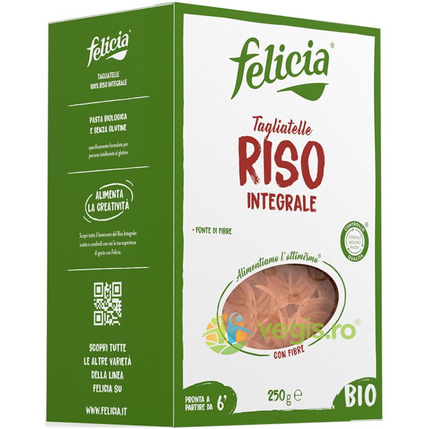 Tagliatelle din Faina de Orez Integral fara Gluten Felicia Ecologice/Bio 250g Tagliatelle din Faina de Orez Integral fara Gluten Felicia Ecologice/Bio 250g