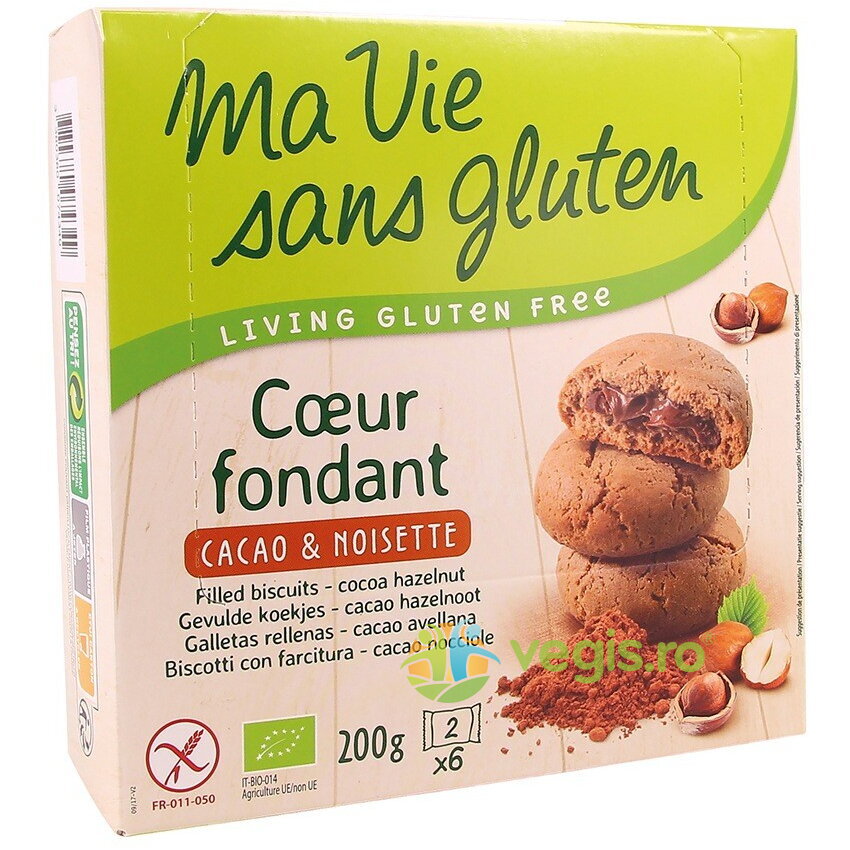 Biscuiti cu Crema de Cacao si Alune fara Gluten Ecologici/Bio 200g Biscuiti cu Crema de Cacao si Alune fara Gluten Ecologici/Bio 200g