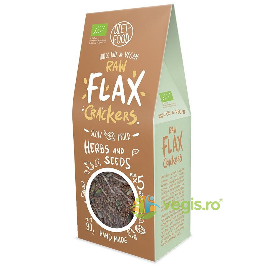 Fursecuri din In cu Ierburi Aromatice si Seminte Raw Ecologice/Bio 90g Fursecuri din In cu Ierburi Aromatice si Seminte Raw Ecologice/Bio 90g