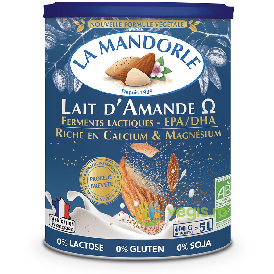 Bautura Instant de Migdale cu Omega3 si Fermenti Lactici fara Gluten Ecologica/Bio 400g Bautura Instant de Migdale cu Omega3 si Fermenti Lactici fara Gluten Ecologica/Bio 400g