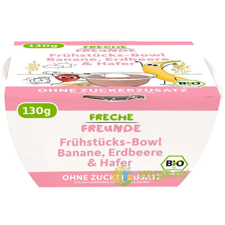 Porridge de Ovaz cu Banane si Capsuni fara Zahar Ecologic/Bio 130g Porridge de Ovaz cu Banane si Capsuni fara Zahar Ecologic/Bio 130g