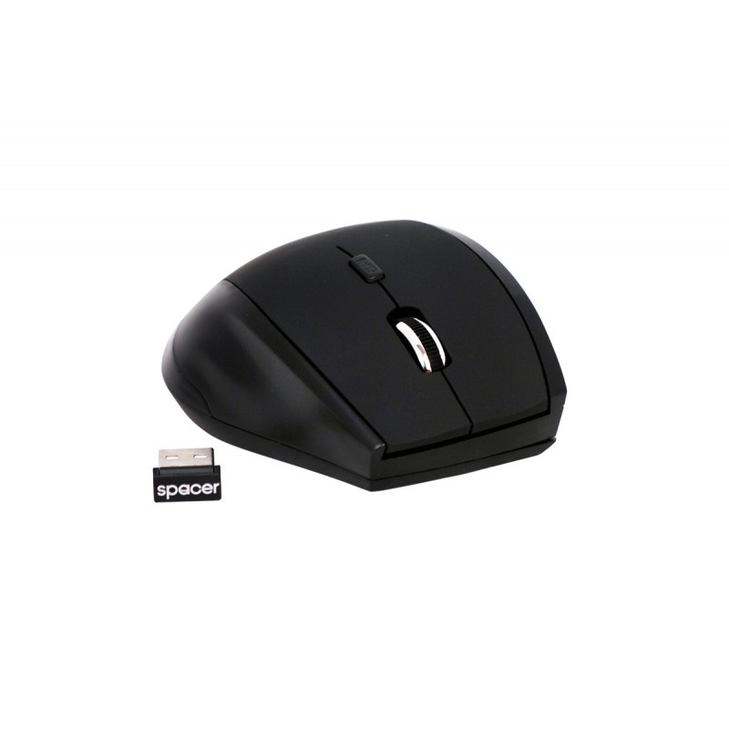 Mouse WIRELESS SPACER 2.4GHz, 6D, cauciucat, scroll metalic, black SPMO-291 Mouse WIRELESS SPACER 2.4GHz, 6D, cauciucat, scroll metalic, black SPMO-291