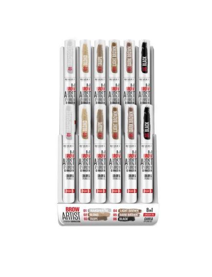 Set 12 bucati Gel styling corector sprancene 8 in 1 Brow Artist Revers, 7 ml Engros Set 12 bucati Gel styling corector sprancene 8 in 1 Brow Artist Revers, 7 ml Engros