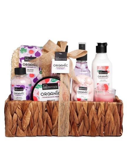 Set gel de dus, loțiune de corp, exfoliant de corp, spray de corp, săruri de baie, săpun solid, o lumânare și un burete exfoliant Organic, IDC Institute 42116, 12550 ml Engros Set gel de dus, loțiune de corp, exfoliant de corp, spray de corp, săruri de baie, săpun solid, o lumânare și un burete exfoliant Organic, IDC Institute 42116, 12550 ml Engros