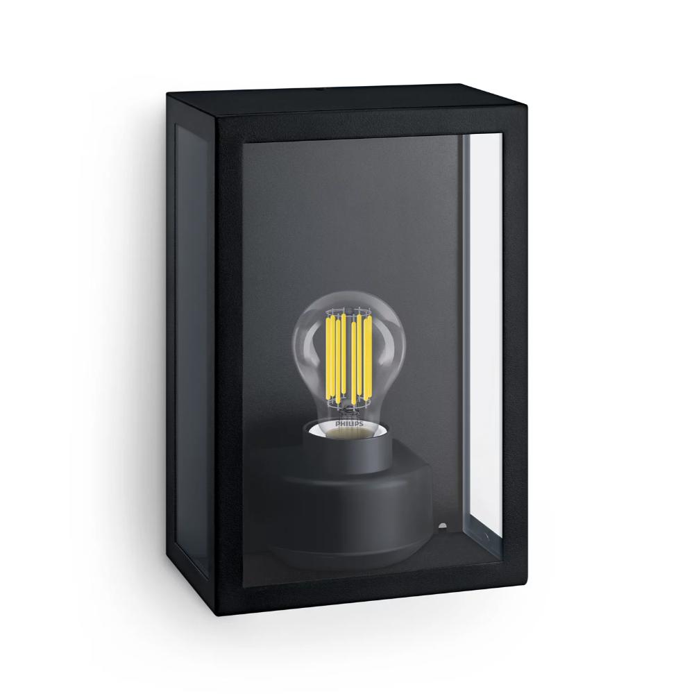 Aplica exterior Philips Alzor Max, 25 W, soclu E27 aluminiu, negru, IP44 Aplica exterior Philips Alzor Max, 25 W, soclu E27 aluminiu, negru, IP44