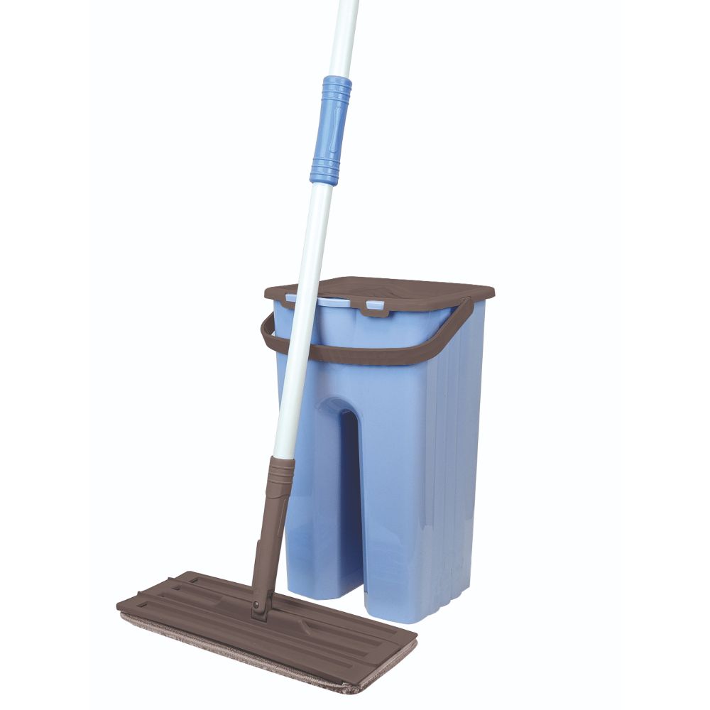 Set curatenie, galeata si mop plat, microfibra, 8 l, albastru Set curatenie, galeata si mop plat, microfibra, 8 l, albastru