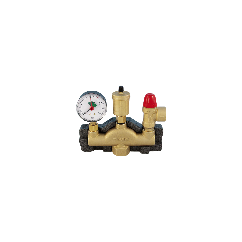 Grup de siguranta izolat pentru centrale pe lemne Tiemme, alama, 3 bar, 1 Grup de siguranta izolat pentru centrale pe lemne Tiemme, alama, 3 bar, 1