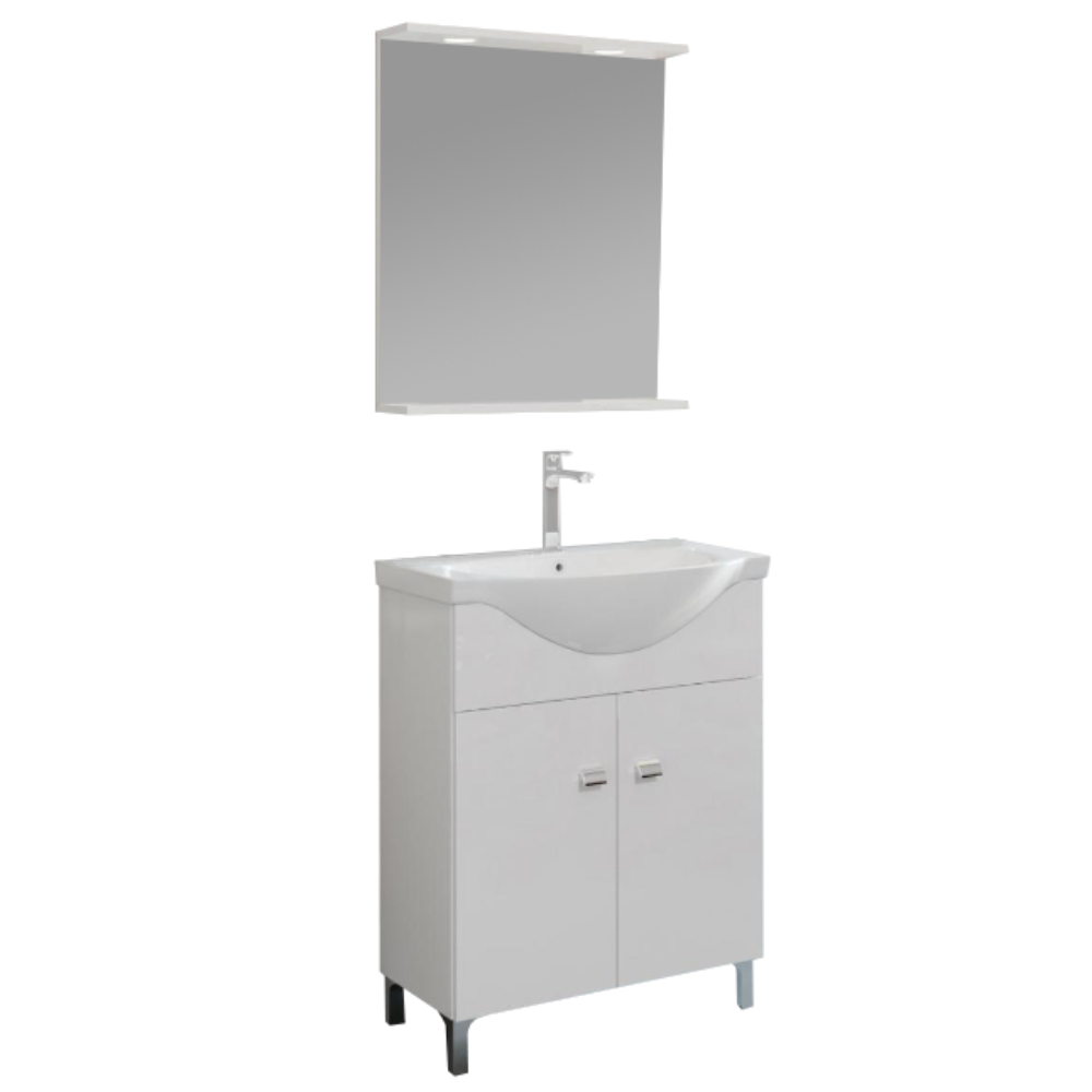 Set mobilier baie Savini Due Smart, masca + lavoar + oglinda, alb, 65 cm Set mobilier baie Savini Due Smart, masca + lavoar + oglinda, alb, 65 cm
