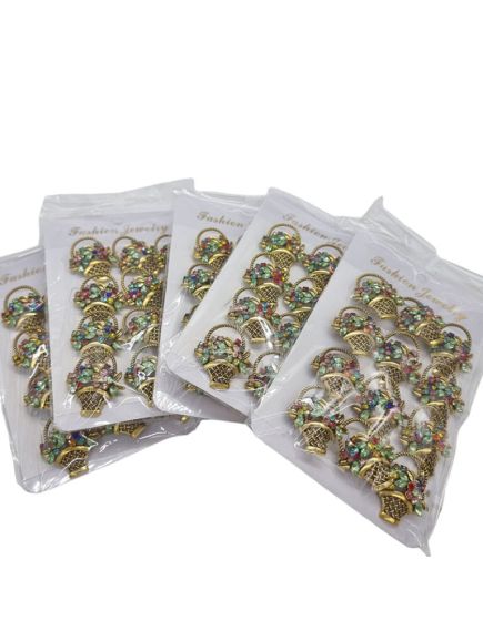 Set brose engros martisor cosulet cu flori vintage set brose 12/buc Set brose engros martisor cosulet cu flori vintage set brose 12/buc