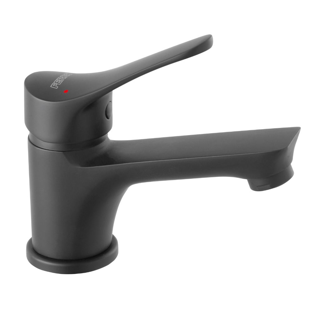 Baterie stativa pentru lavoar Ferro Petite, monocomanda, alama, finisaj negru mat Baterie stativa pentru lavoar Ferro Petite, monocomanda, alama, finisaj negru mat