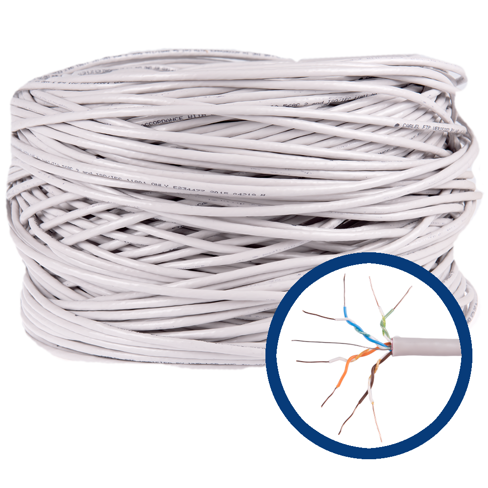 Cablu FTP cat5E ICME Ecab, 4 perechi, 24 AWG, nemufat, rola 305 m Cablu FTP cat5E ICME Ecab, 4 perechi, 24 AWG, nemufat, rola 305 m