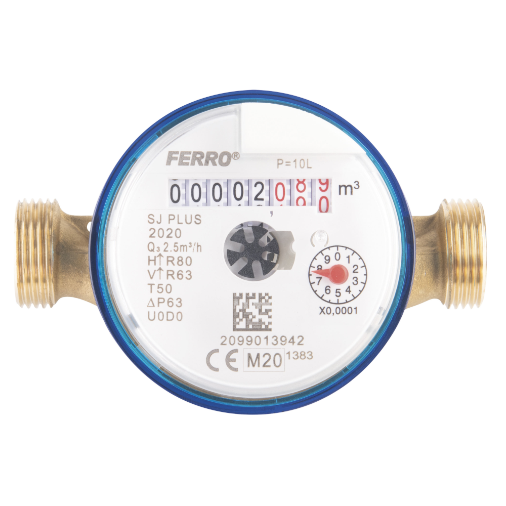 Contor de apa rece Ferro SJ15AFPLUS, monojet, 1/2, protectie magnetica, 2.5m³/h Contor de apa rece Ferro SJ15AFPLUS, monojet, 1/2, protectie magnetica, 2.5m³/h