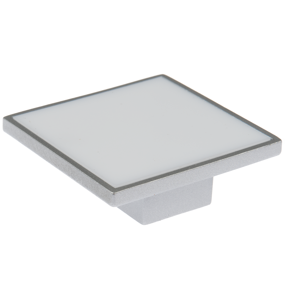 Buton cu insertie Arma BR 172, metal, 25 x 32 mm, satin argint - alb Buton cu insertie Arma BR 172, metal, 25 x 32 mm, satin argint - alb
