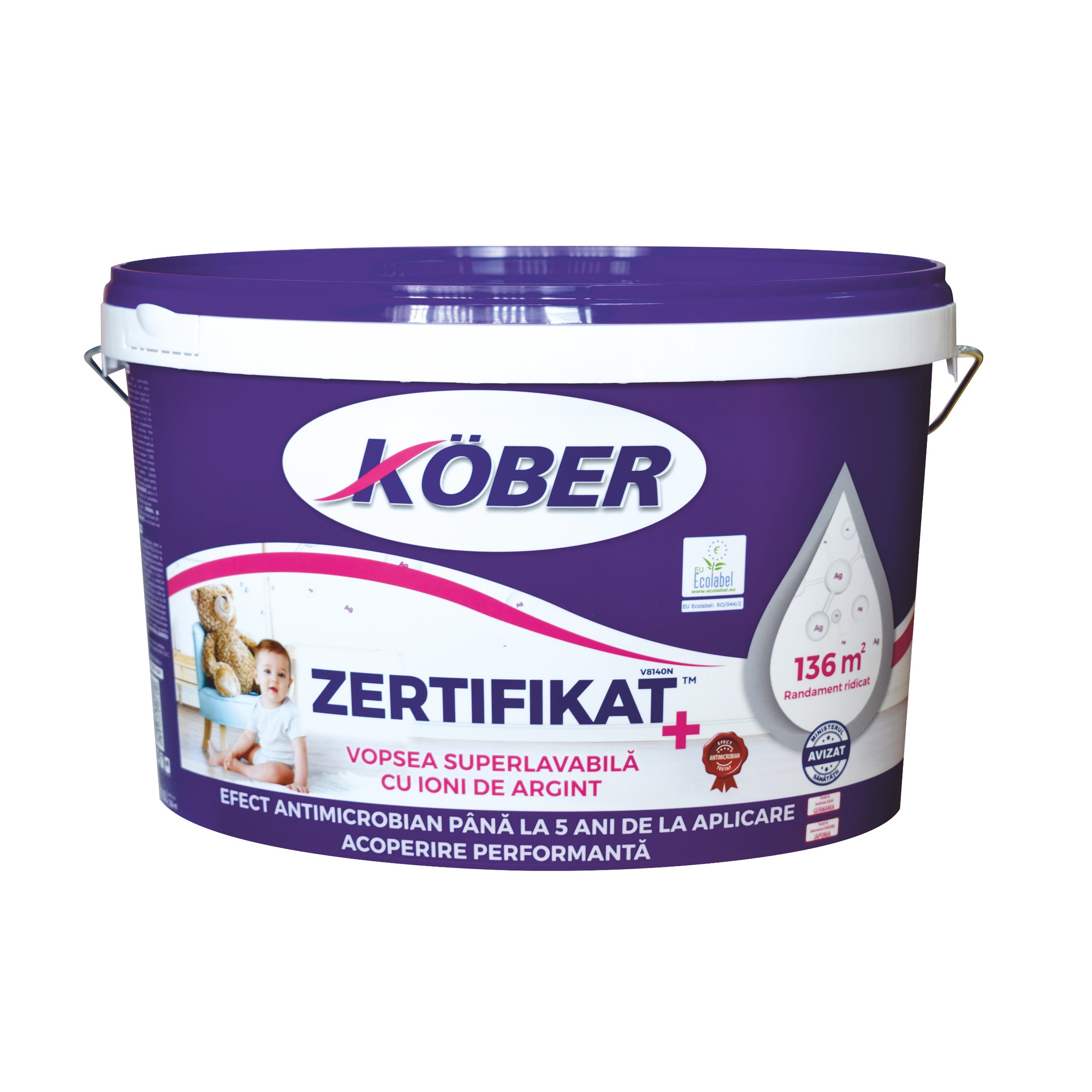 Vopsea superlavabila interior Kober Zertifikat Plus, alb, 8.5 l Vopsea superlavabila interior Kober Zertifikat Plus, alb, 8.5 l