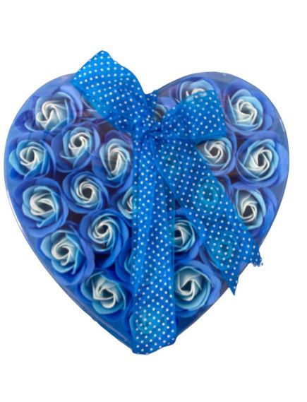 Cutie Flori sapun Albastru, 24 forma inima, cu fundița 18 x 18 cm, Engros Cutie Flori sapun Albastru, 24 forma inima, cu fundița 18 x 18 cm, Engros