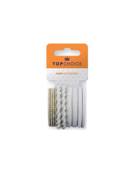 Set de 10 bucati crem cu insertii aurii Elastic de par Top Choice, TC22449 Engros Set de 10 bucati crem cu insertii aurii Elastic de par Top Choice, TC22449 Engros