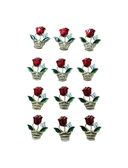 Set En-gros 12 Brose Martisor marime mica, 3.5cm, Cosulet cu Trandafir Set En-gros 12 Brose Martisor marime mica, 3.5cm, Cosulet cu Trandafir