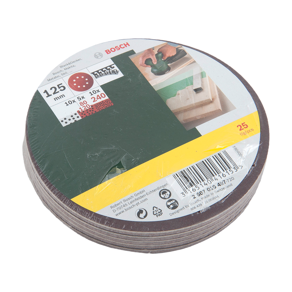 Foi abrazive Bosch, G80, 120, 240, 25 bucati, pentru slefuitoare cu excentric Foi abrazive Bosch, G80, 120, 240, 25 bucati, pentru slefuitoare cu excentric
