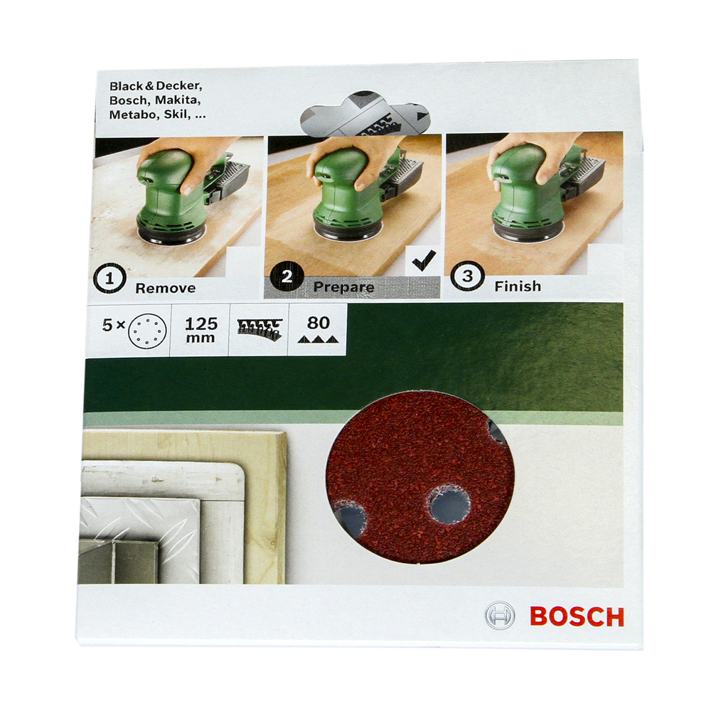 Foi abrazive, granulatie 80, 5 bucati, pentru slefuitor, 125 mm cu excentric Foi abrazive, granulatie 80, 5 bucati, pentru slefuitor, 125 mm cu excentric