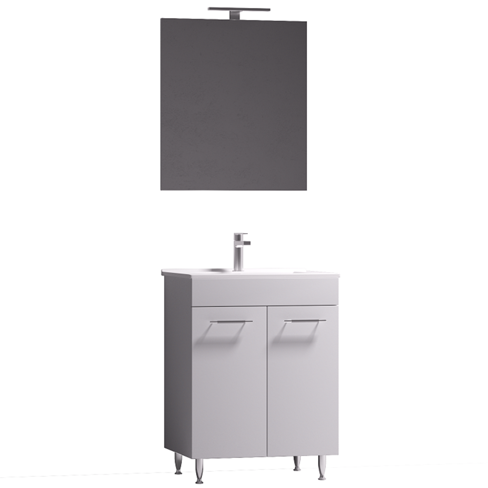 Set mobilier baie Badenmob Iris 60 Seria 003, masca + lavoar + oglinda, alb Set mobilier baie Badenmob Iris 60 Seria 003, masca + lavoar + oglinda, alb