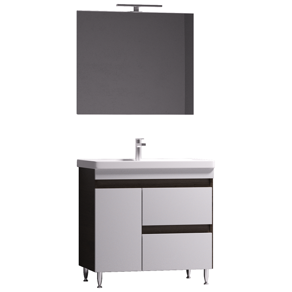 Set mobila baie Badenmob Seria 288, PAL + MDF, baza, lavoar, oglinda, negru, 80 cm Set mobila baie Badenmob Seria 288, PAL + MDF, baza, lavoar, oglinda, negru, 80 cm