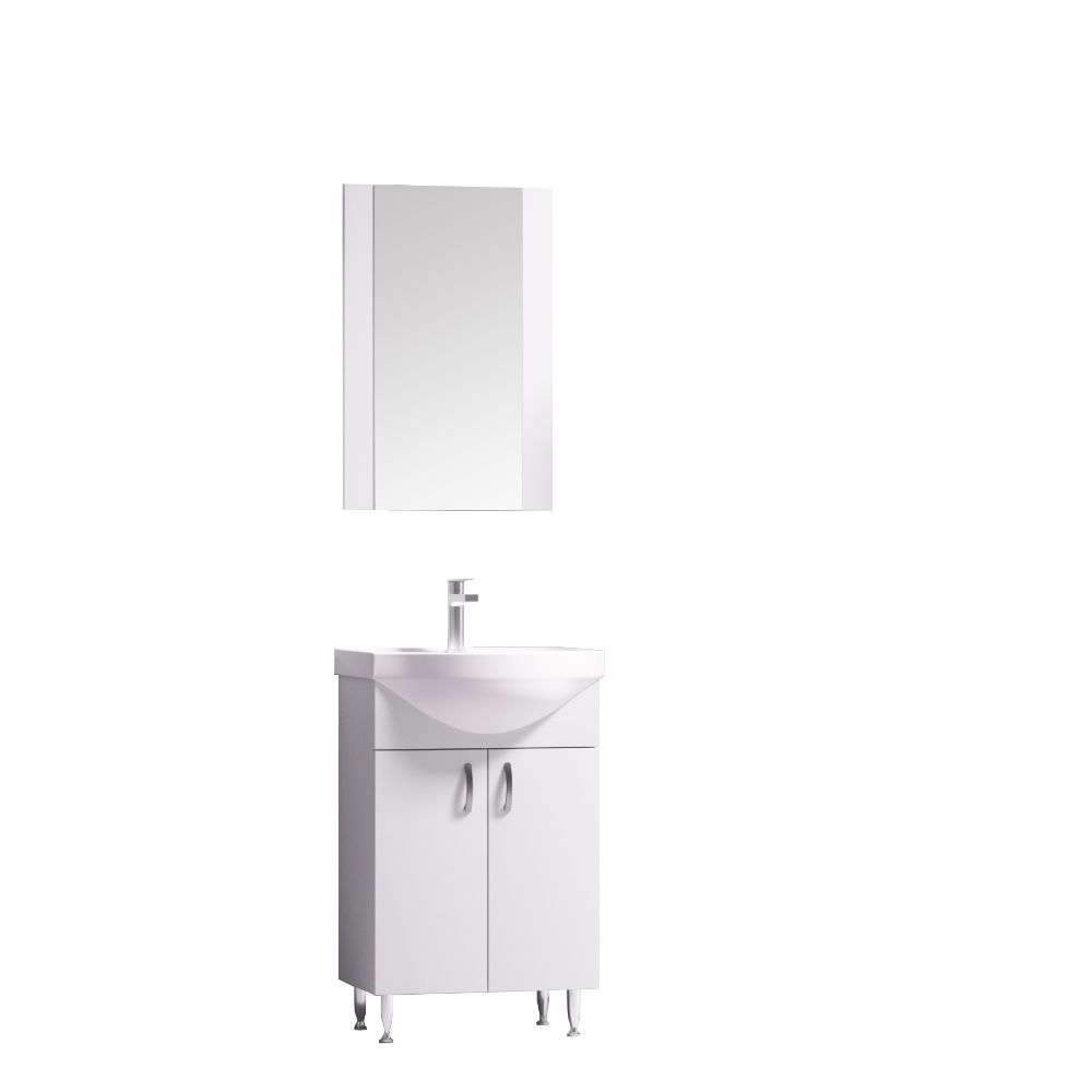Set mobilier baie Badenmob Eco 55, masca + lavoar + oglinda, alb Set mobilier baie Badenmob Eco 55, masca + lavoar + oglinda, alb