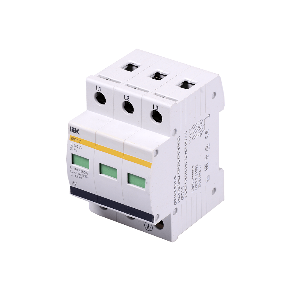 Descarcator supratensiune IEK OPS1-C3P, 3 poli, 400V, IP 22 Descarcator supratensiune IEK OPS1-C3P, 3 poli, 400V, IP 22