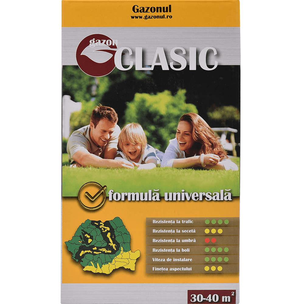 Seminte pentru gazon Clasic, suprafata 30 mp, 0.75 kg Seminte pentru gazon Clasic, suprafata 30 mp, 0.75 kg