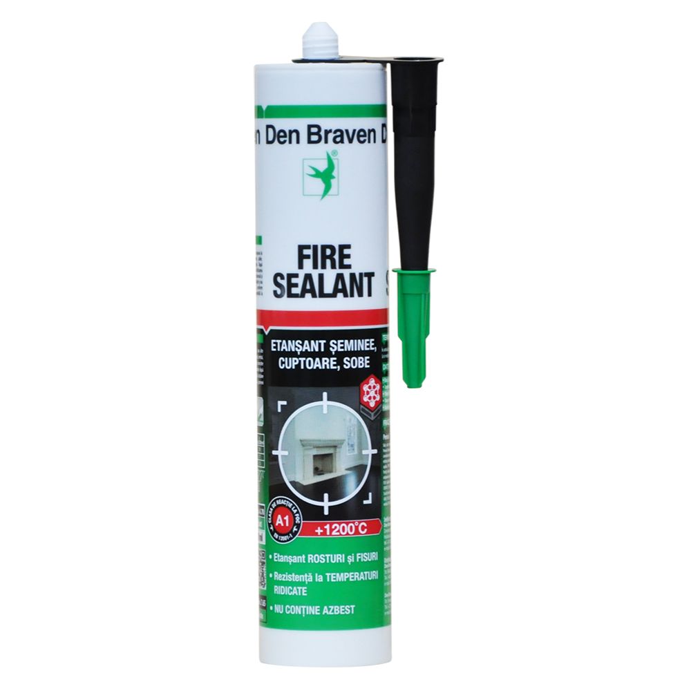 Izolant, negru, Den Braven Fire Sealant 1200°C, interior, 280 ml Izolant, negru, Den Braven Fire Sealant 1200°C, interior, 280 ml