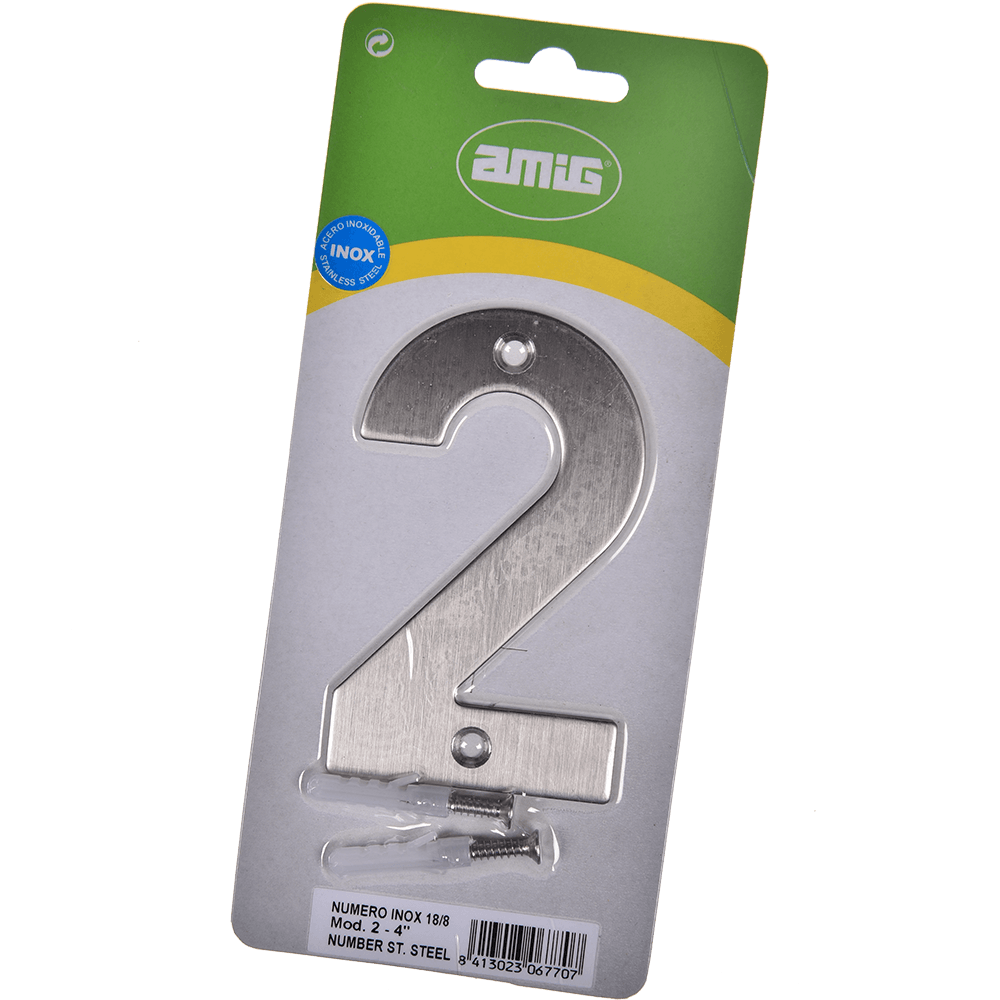 Numar usa/poarta 2 Fischer, inox, prindere suruburi, 10 mm Numar usa/poarta 2 Fischer, inox, prindere suruburi, 10 mm