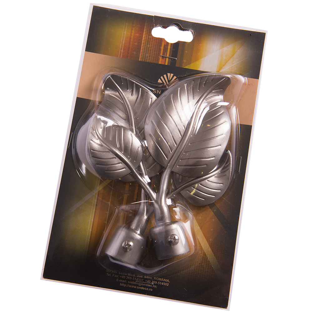 Set 2 capete pentru galerie metal frunza inox, diametru 20 mm Set 2 capete pentru galerie metal frunza inox, diametru 20 mm