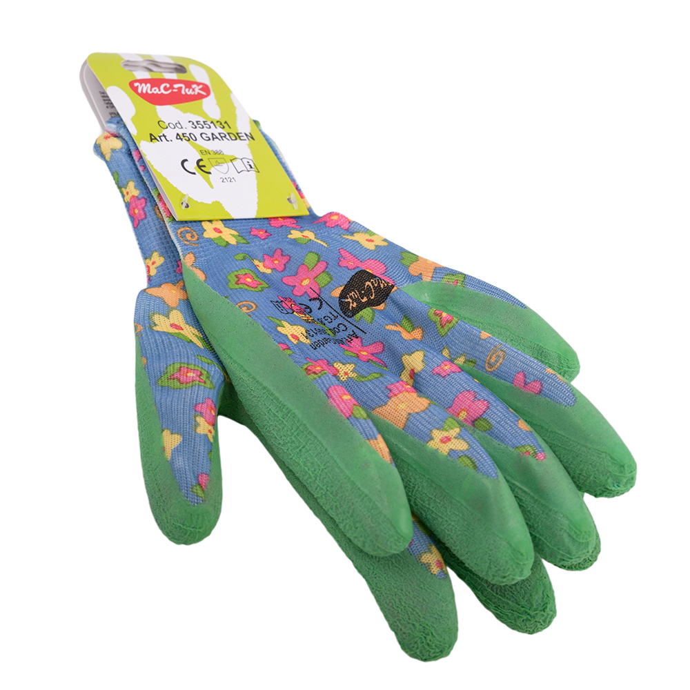 Manusi pentru gradinarit Garden, marimea 9, nylon + latex, model floral Manusi pentru gradinarit Garden, marimea 9, nylon + latex, model floral